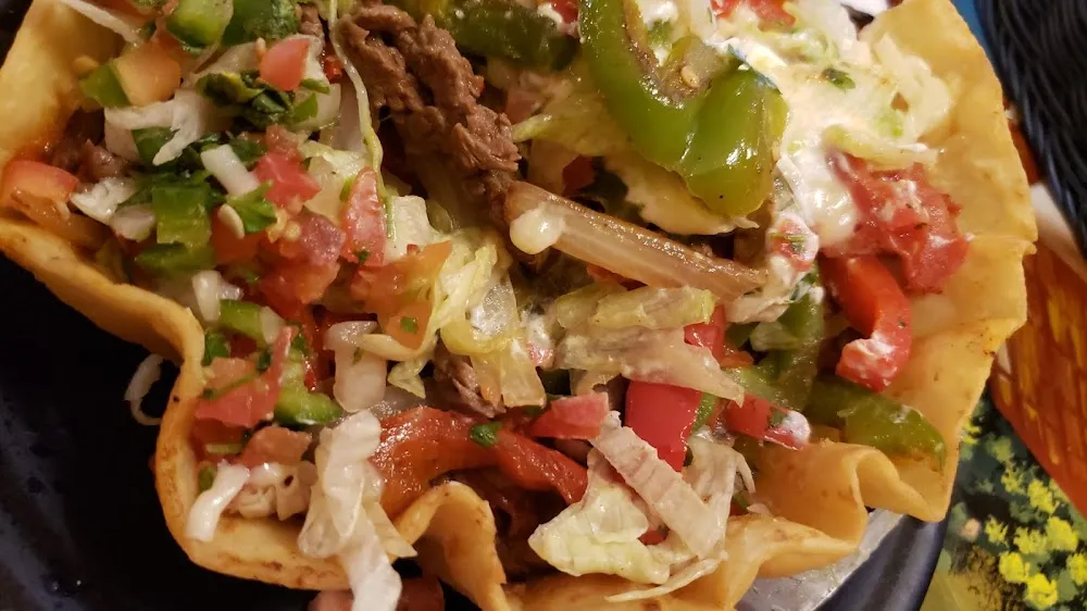 Fajita Taco Salad Street Tacos Salsa and Cheese Dip